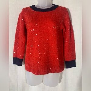 J. Crew red sequins 3/4 sleeve women’s sweater Size Small